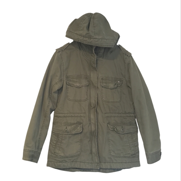 American Eagle Jacket Parka Sherpa Lined Hood Military Style Size M - Picture 1 of 10